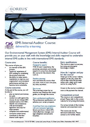 EMS Internal Auditor Course Leaflet